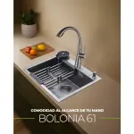 Drija Fregador empotrable de 61cm acabado en acero BOLONIA61